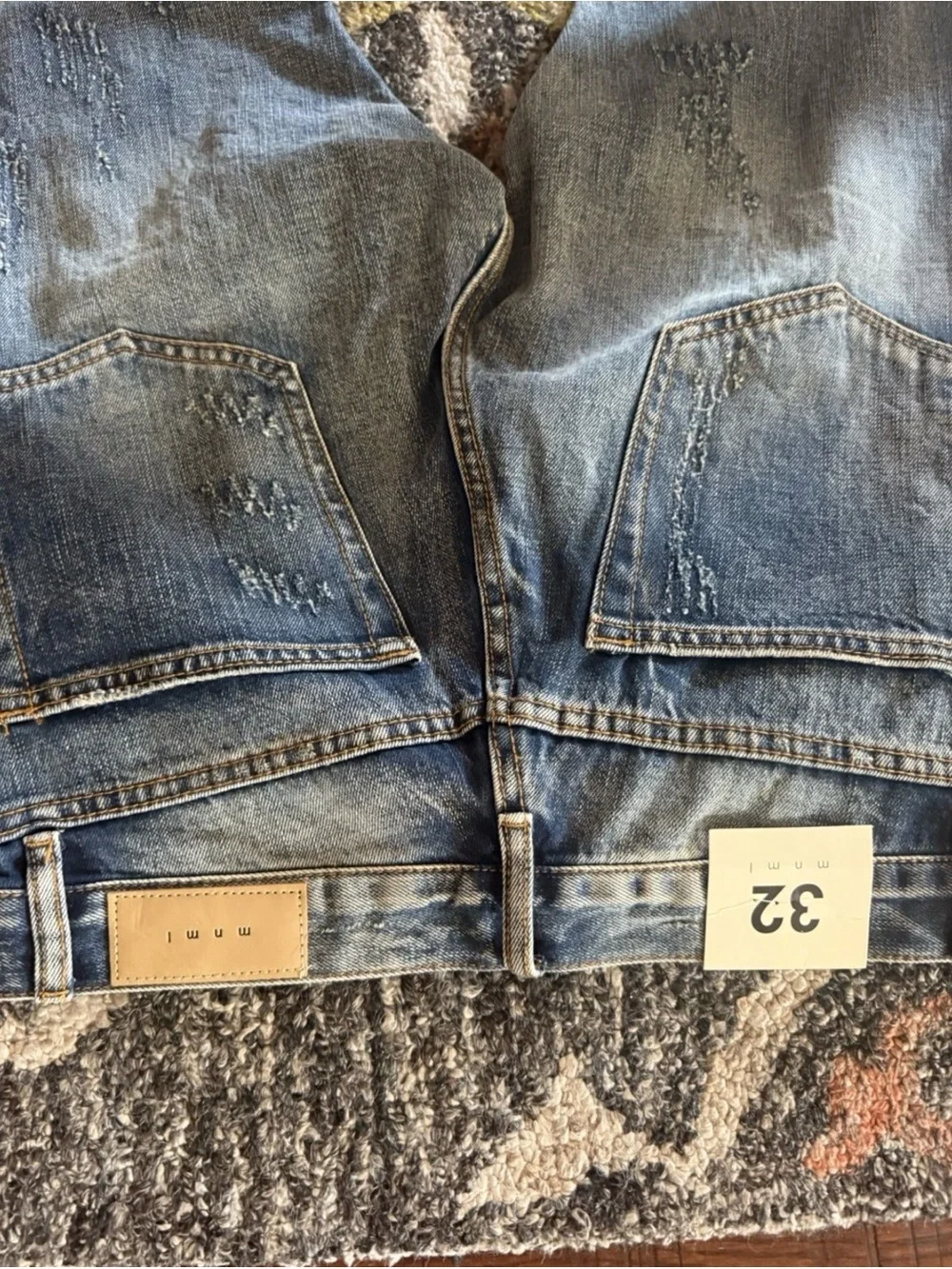 MNML Men's Distressed Blue Slim Jeans